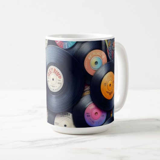 Mug Collection Vinyl Record Pattern 80s Retro Spectrum (Devant droit)