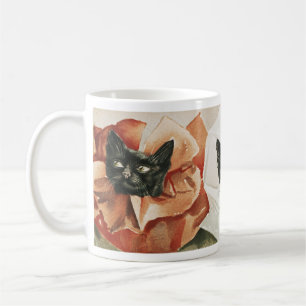 Mug Coller floral de chats noirs