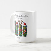 Mug Collettes de Noël amusantes Nom de famille (Devant gauche)