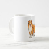 Mug Collie à poil long de dessin animé heureux (Devant gauche)
