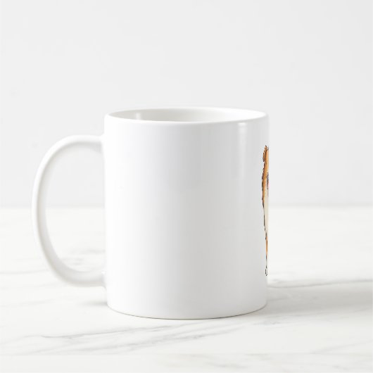 Mug Collie à poil long de dessin animé heureux (Gauche)