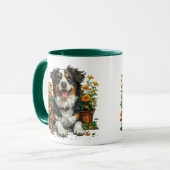 Mug Collie Bordure Mignonne En Fleurs (Devant gauche)