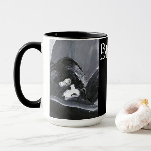 Mug Collie Bordure Possédant Peinture personnalisée (Avec donut)