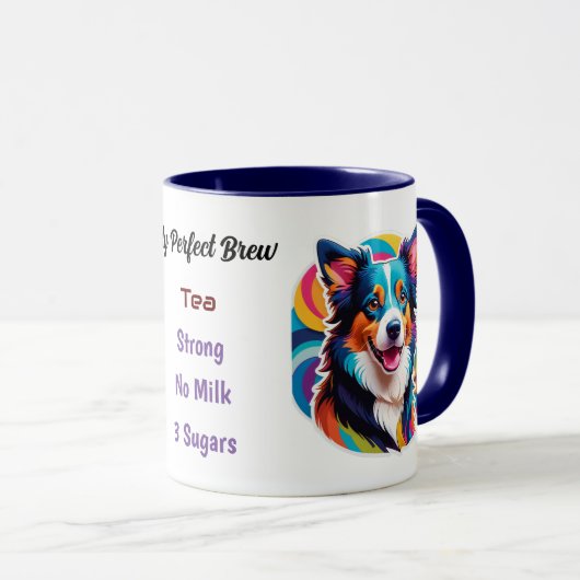 Mug Collie Bordure Stylisée - Mon Brasage Parfait (Devant droit)