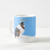 Mug Collie Christmas Reindeer Tri (Devant gauche)