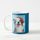 Mug Collie de Border de Noël Bleu Clair (Gauche)