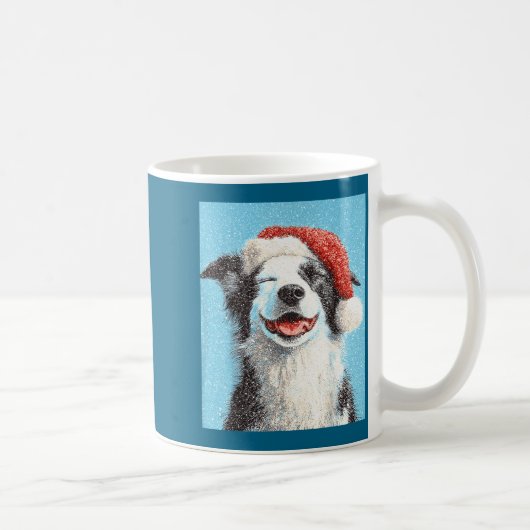 Mug Collie de Border de Noël Bleu Clair (Droite)