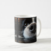 Mug Collie de bordure mignonne Gros plan du noeud (Devant droit)