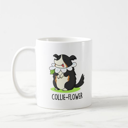 Mug Collie-flower Funny Bordure Collie Chien Pun (Gauche)
