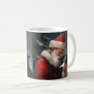 Mug Collie frontalier avec Noël Festif du Père Noël