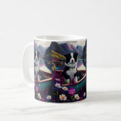 Mug Collie frontalier sur une pagaie : une aventure Pi (Devant gauche)