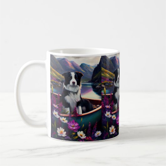 Mug Collie frontalier sur une pagaie : une aventure Pi (Gauche)