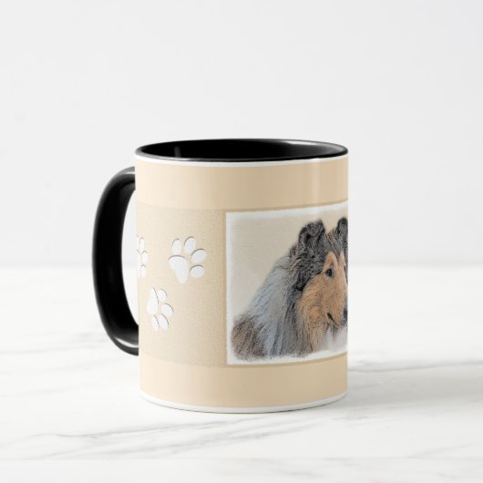 Mug Collie (Rough) Peinture - Cute Original Dog Art (Devant gauche)
