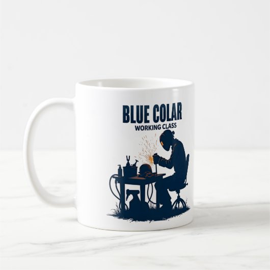 Mug Collier bleu Classe de travail Soudage Fierté (Gauche)