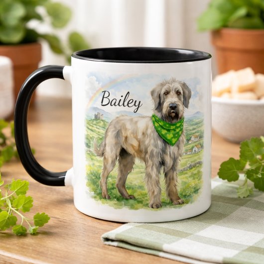 Mug Collier Shamrock Irish Wolfhound Nom de Chien Pers