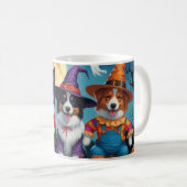 Mug Collies frontalières Chiens Citrouille Halloween D (Devant droit)