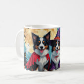 Mug Collies frontalières Chiens Citrouille Halloween D (Devant gauche)