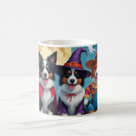 Mug Collies frontalières Chiens Citrouille Halloween D (Centre)