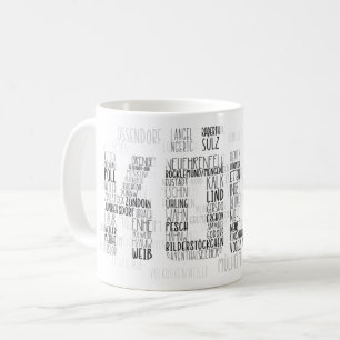 Mug Cologne Allemagne Word Art, Stadtteile Köln