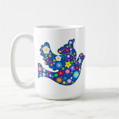 Mug Colombe bleue de paix faite de fleurs décoratives (Gauche)