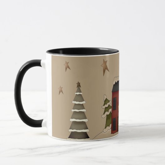 Mug Colonial rouge primitif dans la neige (Gauche)