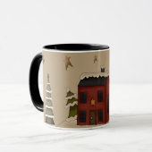 Mug Colonial rouge primitif dans la neige (Devant gauche)