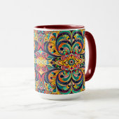 Mug Color Symphony Mandala – Bold Psychedelic Floral (Devant droit)