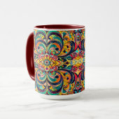 Mug Color Symphony Mandala – Bold Psychedelic Floral (Devant gauche)