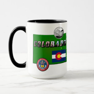 Mug Colorado Texte, Drapeau, Sceau, Trimestre, Carte