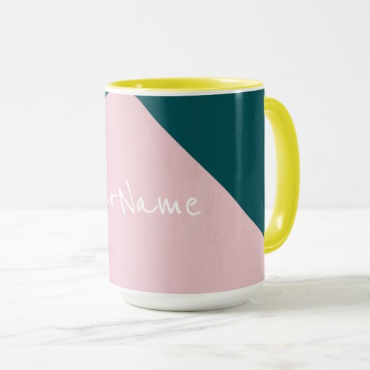 Mug Colorblock rose et peacock bleu rétro (Devant droit)