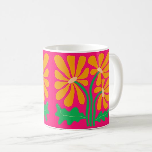 Mug coloré à fleur rétro (Devant droit)