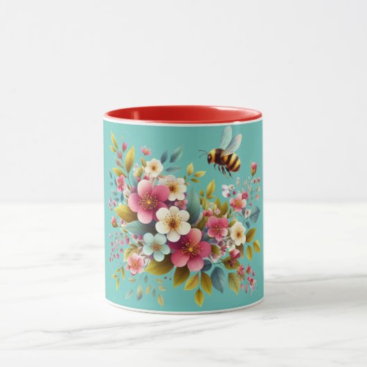 Mug Coloré, Abeille printanière/florale (Centre)