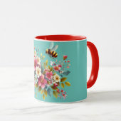 Mug Coloré, Abeille printanière/florale (Devant droit)