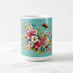 Mug Coloré, Abeille printanière/florale