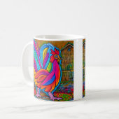 Mug Coloré Abstrait Cartoon Barn Rooster (Devant gauche)