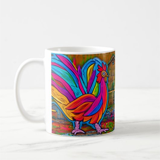 Mug Coloré Abstrait Cartoon Barn Rooster (Gauche)