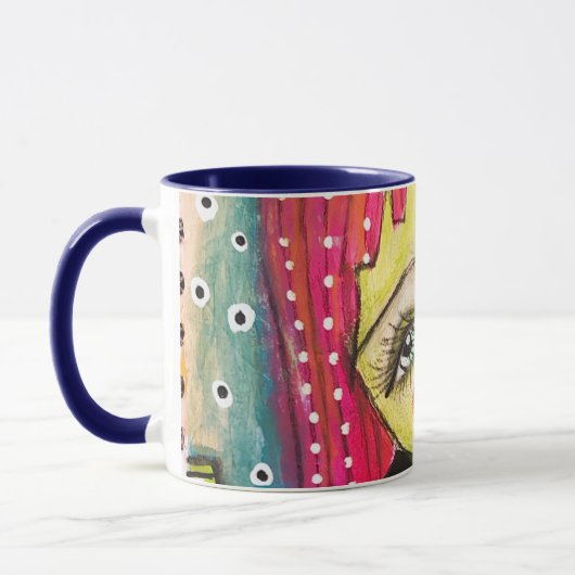 Mug Coloré Abstrait Visage Whimsical Quirky Artistique (Gauche)