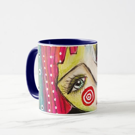 Mug Coloré Abstrait Visage Whimsical Quirky Artistique (Devant gauche)