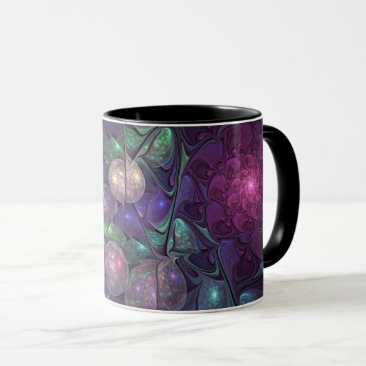 Mug Coloré brillant Art Abstrait Fractal moderne (Devant droit)