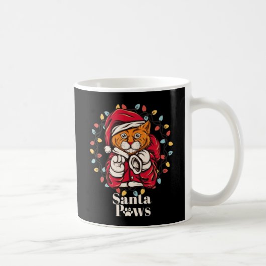 Mug Coloré classique Noël Père Noël Paws Chat (Droite)