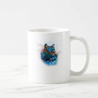 Mug coloré de chat et arrière - plan abstrait
