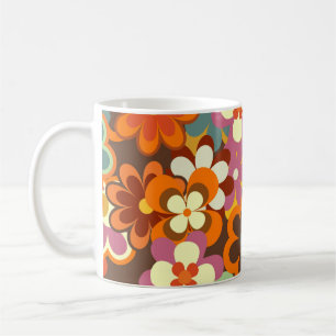 Mug Coloré Floral vintage Motif sans couture. Rétro 70