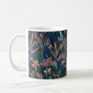 Mug Coloré jungle tropicale feuilles et fleurs main d