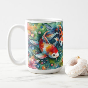 Mug Coloré Koi Poisson Whimsical Aquarelle Orange Turq