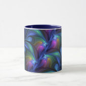 Mug Coloré Lumineux Abstrait Bleu rose Vert Fractal (Centre)