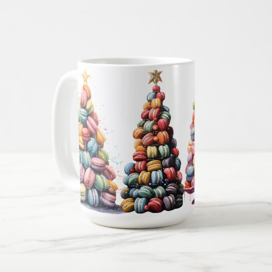 MUG COLORÉ MACARON VACANCES NOËL ARBRES (Devant gauche)