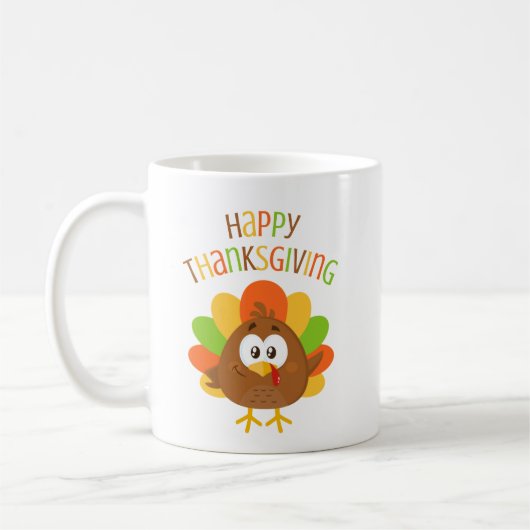 Mug Coloré mignon Turquie Bon thanksgiving d'automne (Gauche)