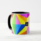 Mug Coloré Moderne Géométrique Multicolore | Monogramm (Devant gauche)
