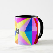 Mug Coloré Moderne Géométrique Multicolore | Monogramm (Devant droit)