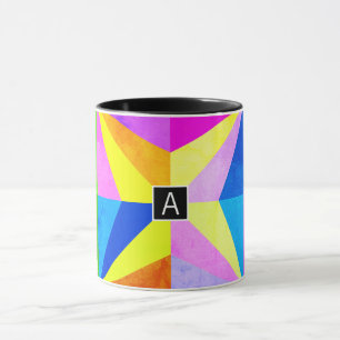 Mug Coloré Moderne Multi-Coloré Géométrique Monogram